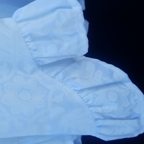 Hilo Hattie Elegant White Floral Dress 8 Zip Up With Ruffle Bottom - Picture 11 of 11